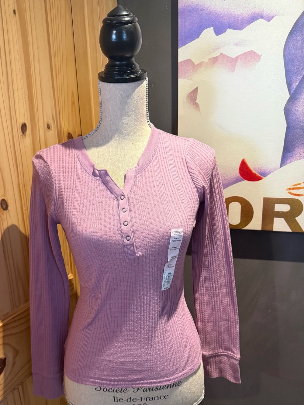 NWT “SO - Pink Rose Henley Long Sleeve - Large (10/12)